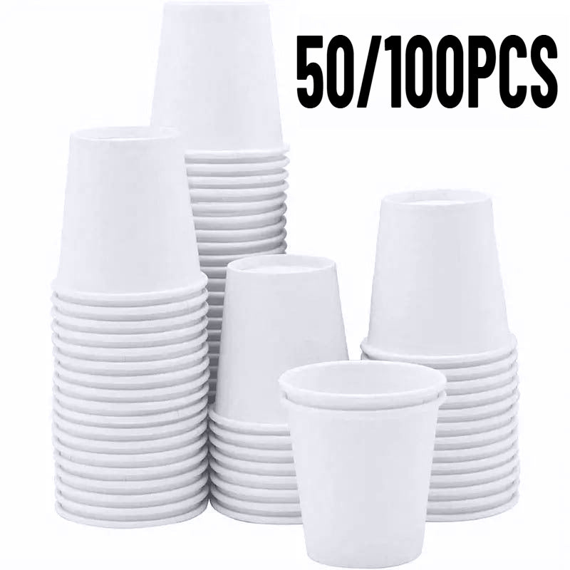 White Paper Cups Durable Disposable Paper Cups for Juice, Coffee & Drinks