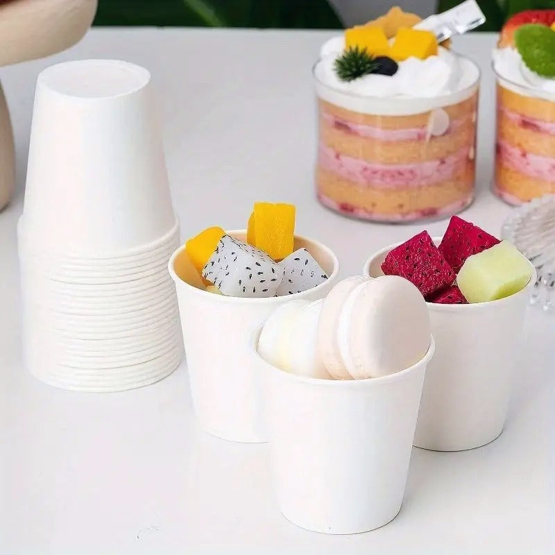White Paper Cups Durable Disposable Paper Cups for Juice, Coffee & Drinks