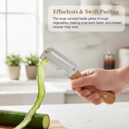 Premium Stainless Steel Vegetable & Fruit Peeler with Wooden Handle Multi Functional Kitchen Slicer