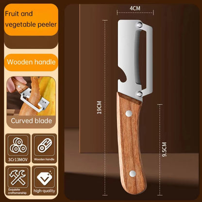 Premium Stainless Steel Vegetable & Fruit Peeler with Wooden Handle Multi Functional Kitchen Slicer