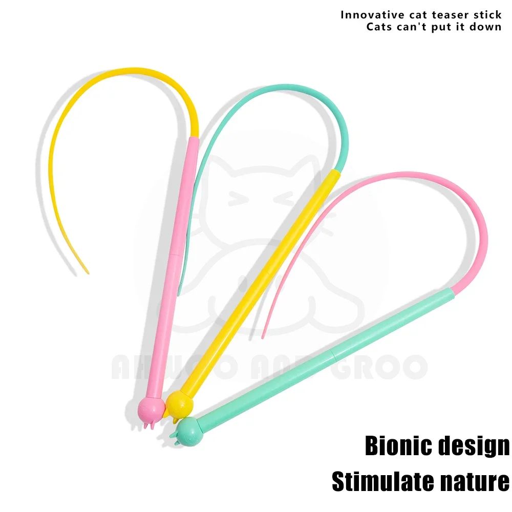 Interactive Mouse Tail Cat Teaser Wand Toy with Bell