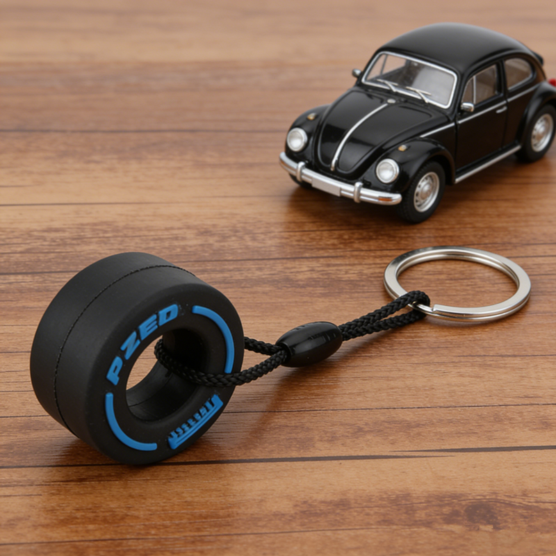 Creative PVC Tire Keychain Stylish Automotive Keychain Accessory