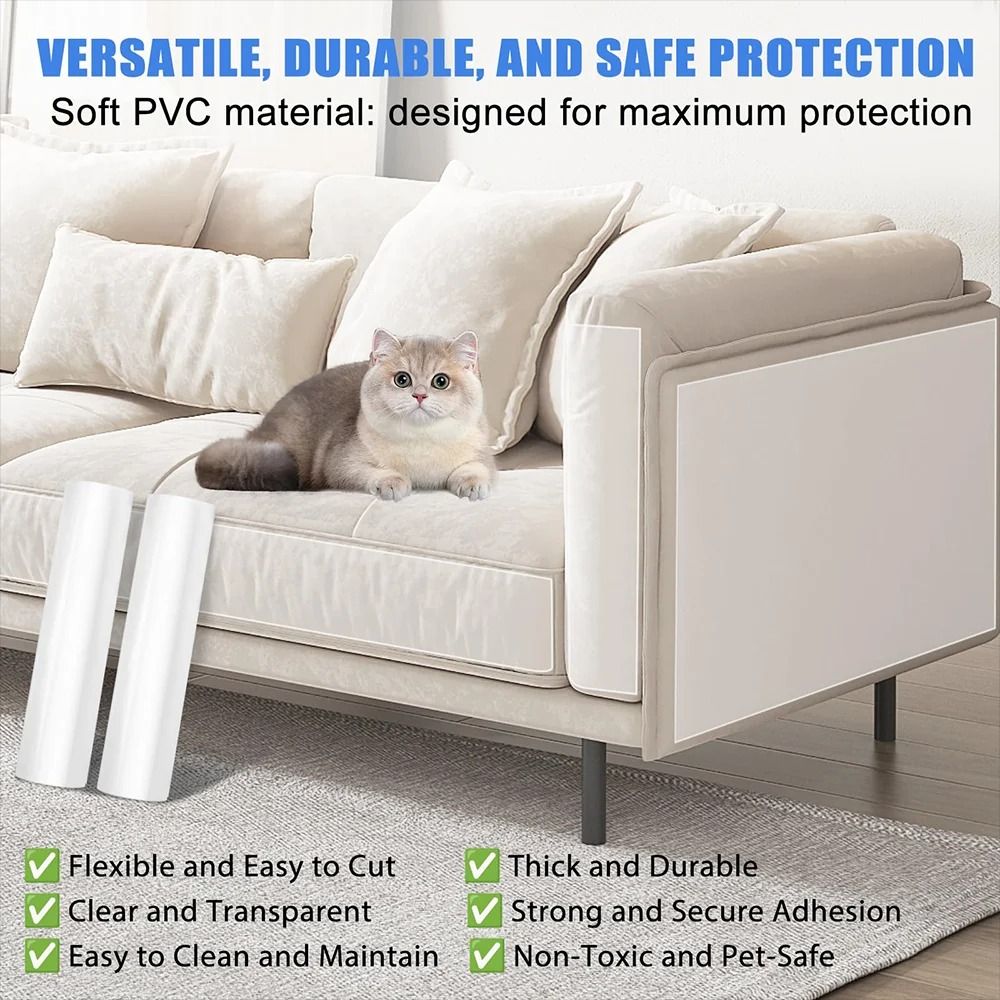 Transparent Cat Scratch Furniture Protector Tape Self Adhesive Couch Sofa Guard Roll