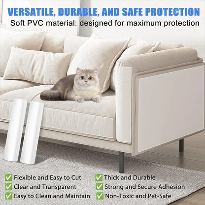 Transparent Cat Scratch Furniture Protector Tape Self Adhesive Couch Sofa Guard Roll