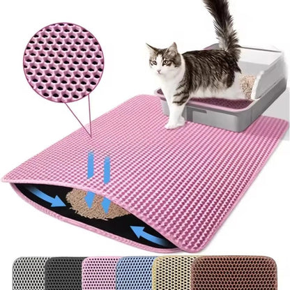 Waterproof Double Layer Cat Litter Mat – Non-Slip EVA Pet Litter Trapping Mat for Easy Clean-Up
