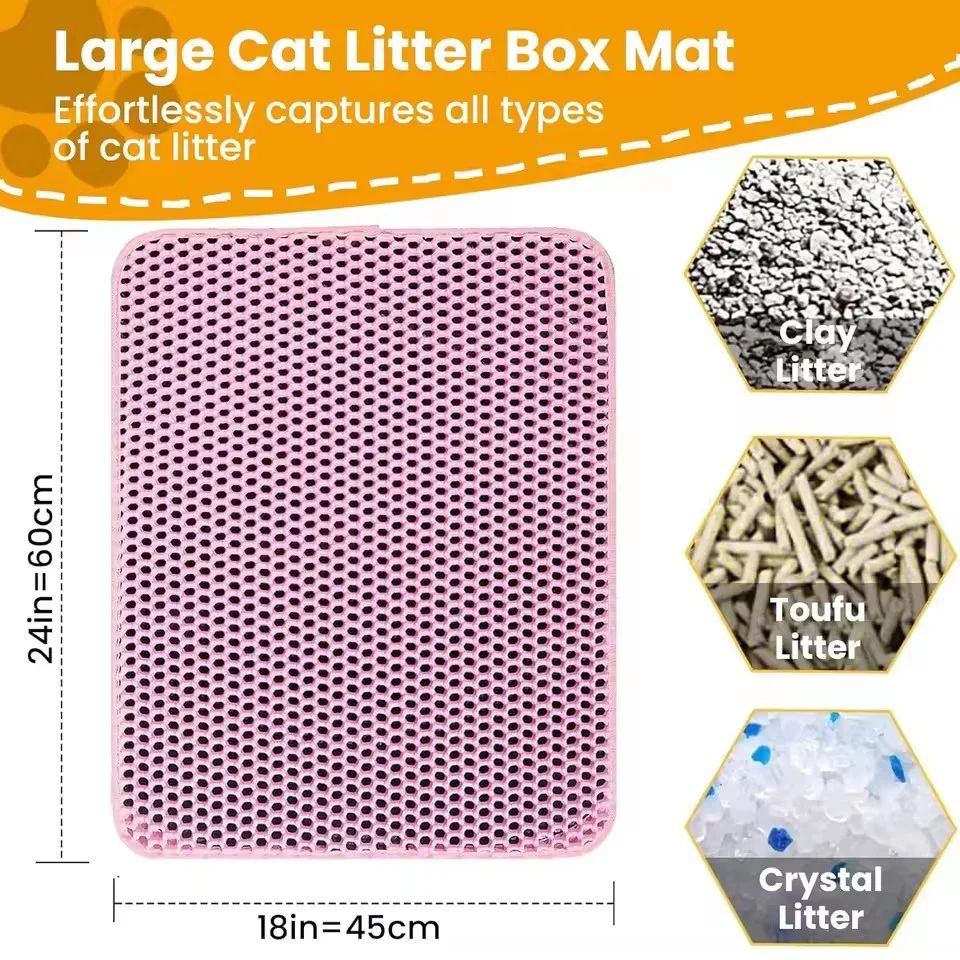 Waterproof Double Layer Cat Litter Mat – Non-Slip EVA Pet Litter Trapping Mat for Easy Clean-Up