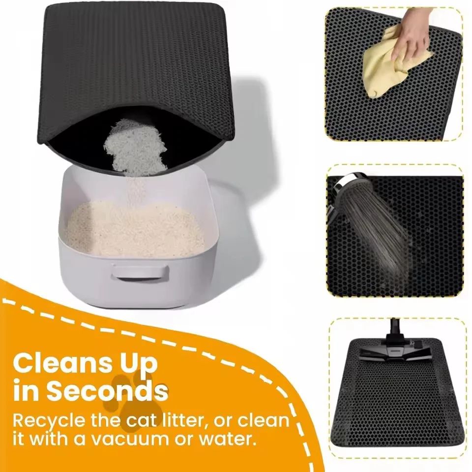 Waterproof Double Layer Cat Litter Mat – Non-Slip EVA Pet Litter Trapping Mat for Easy Clean-Up