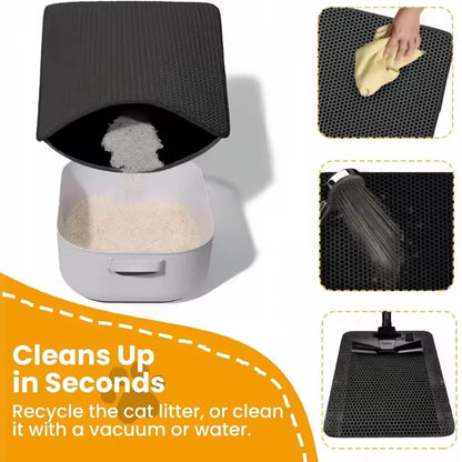 Waterproof Double Layer Cat Litter Mat – Non-Slip EVA Pet Litter Trapping Mat for Easy Clean-Up