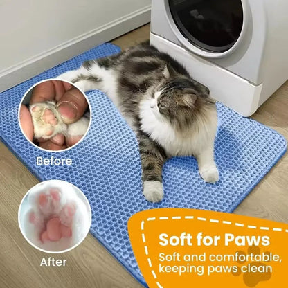 Waterproof Double Layer Cat Litter Mat – Non-Slip EVA Pet Litter Trapping Mat for Easy Clean-Up