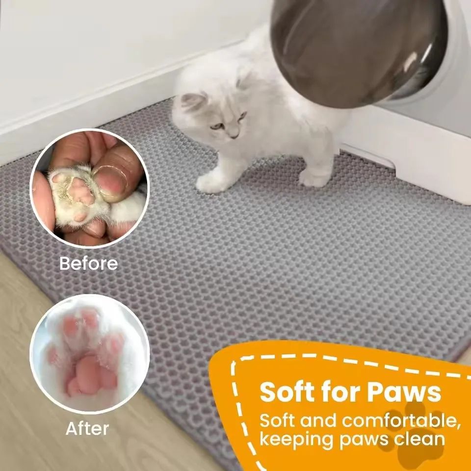 Waterproof Double Layer Cat Litter Mat – Non-Slip EVA Pet Litter Trapping Mat for Easy Clean-Up