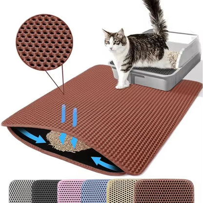 Waterproof Double Layer Cat Litter Mat – Non-Slip EVA Pet Litter Trapping Mat for Easy Clean-Up