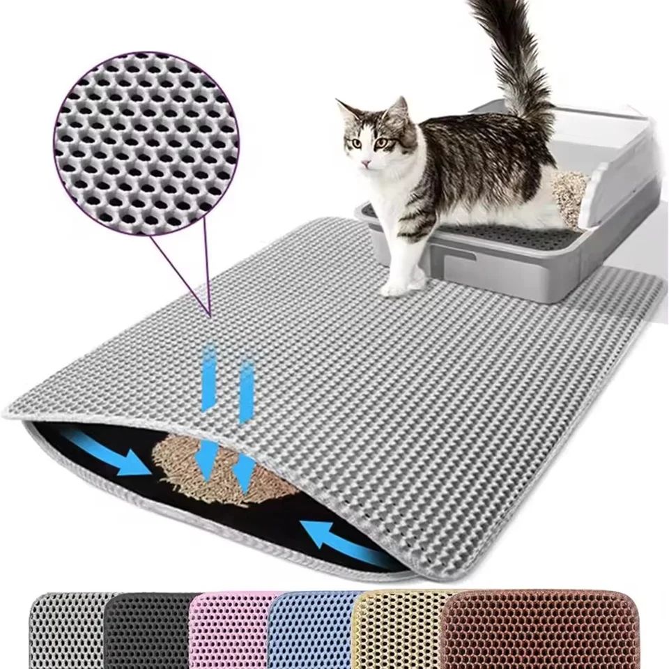 Waterproof Double Layer Cat Litter Mat – Non-Slip EVA Pet Litter Trapping Mat for Easy Clean-Up