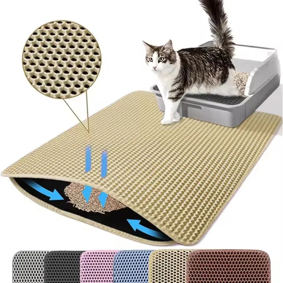 Waterproof Double Layer Cat Litter Mat – Non-Slip EVA Pet Litter Trapping Mat for Easy Clean-Up