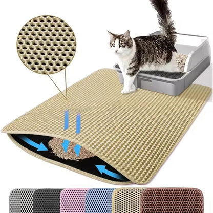 Waterproof Double Layer Cat Litter Mat – Non-Slip EVA Pet Litter Trapping Mat for Easy Clean-Up