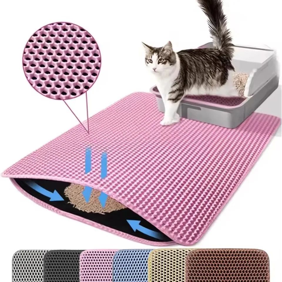 Waterproof Double Layer Cat Litter Mat – Non-Slip EVA Pet Litter Trapping Mat for Easy Clean-Up