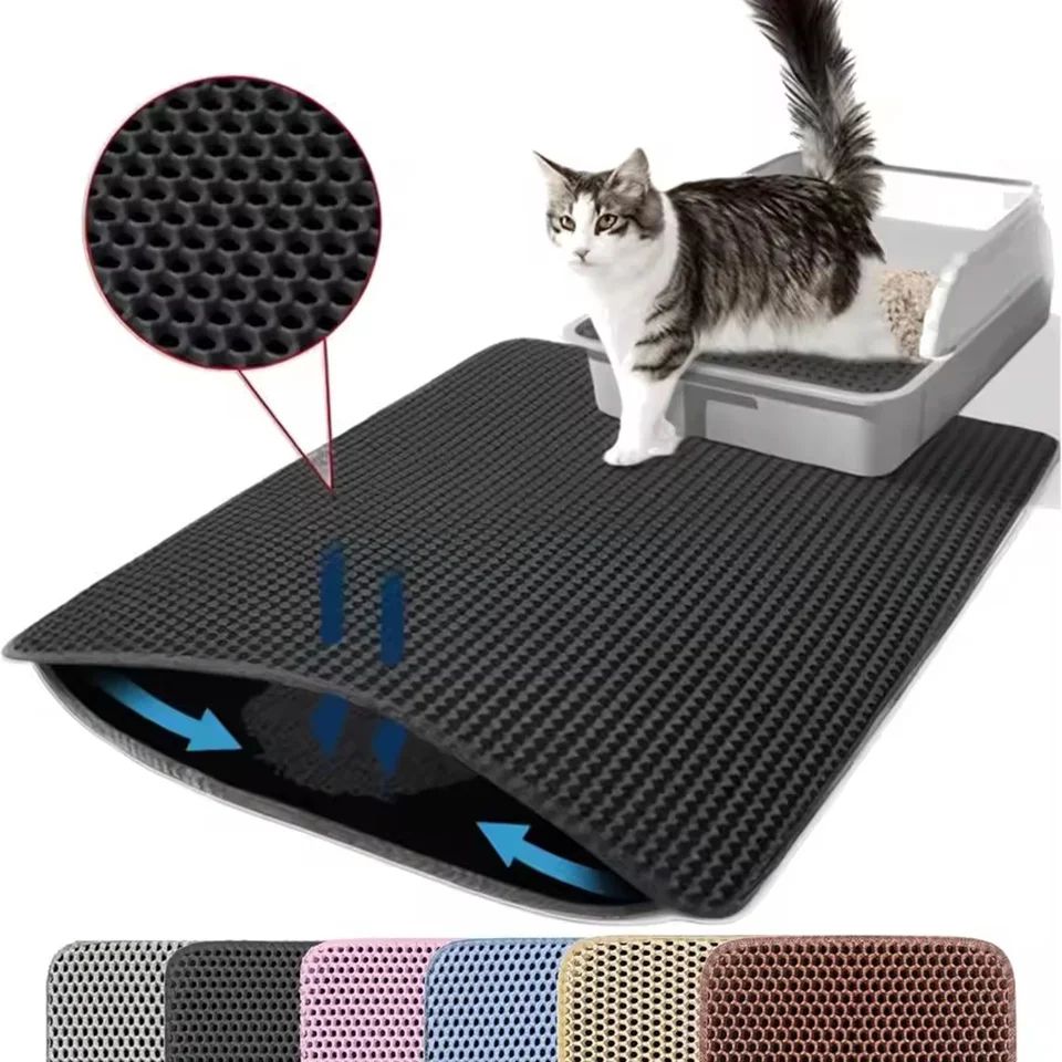 Waterproof Double Layer Cat Litter Mat – Non-Slip EVA Pet Litter Trapping Mat for Easy Clean-Up