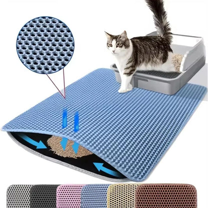 Waterproof Double Layer Cat Litter Mat – Non-Slip EVA Pet Litter Trapping Mat for Easy Clean-Up
