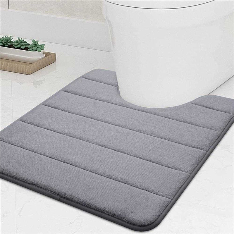 U Shaped Memory Foam Bath Mat Super Absorbent Toilet Rug
