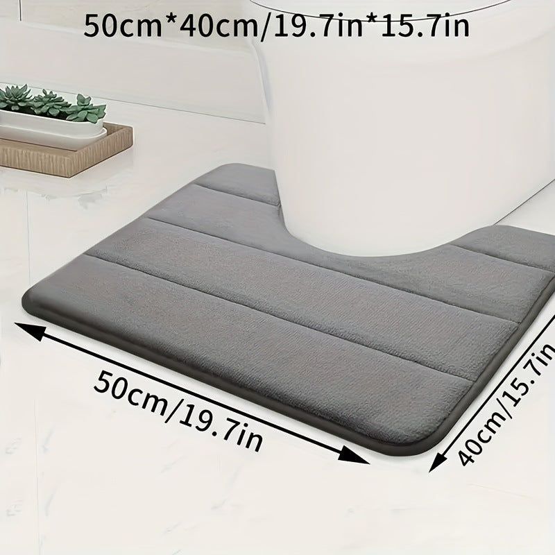 U Shaped Memory Foam Bath Mat Super Absorbent Toilet Rug