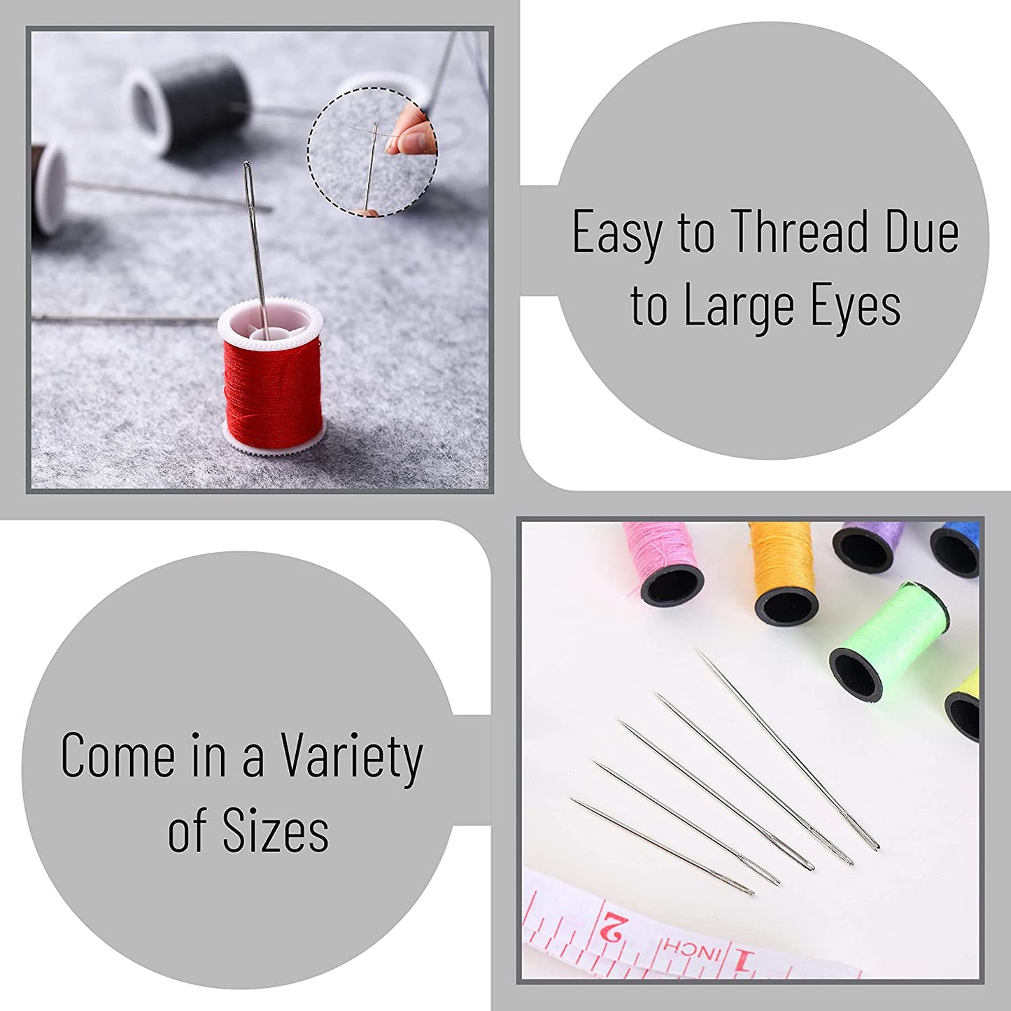 Stainless Steel Big Eye Hand Sewing Needles Set Premium Sewing & Embroidery Needles Assortment