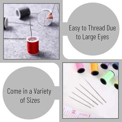 Stainless Steel Big Eye Hand Sewing Needles Set Premium Sewing & Embroidery Needles Assortment