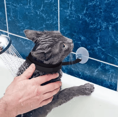 Pet Shower Restraint Collar Hands-Free Bathing & Grooming Support for Cats and Small Dogs