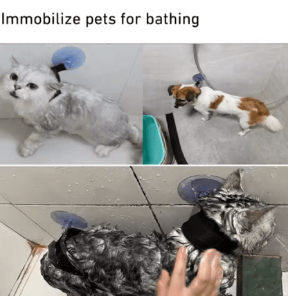 Pet Shower Restraint Collar Hands-Free Bathing & Grooming Support for Cats and Small Dogs