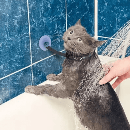 Pet Shower Restraint Collar Hands-Free Bathing & Grooming Support for Cats and Small Dogs