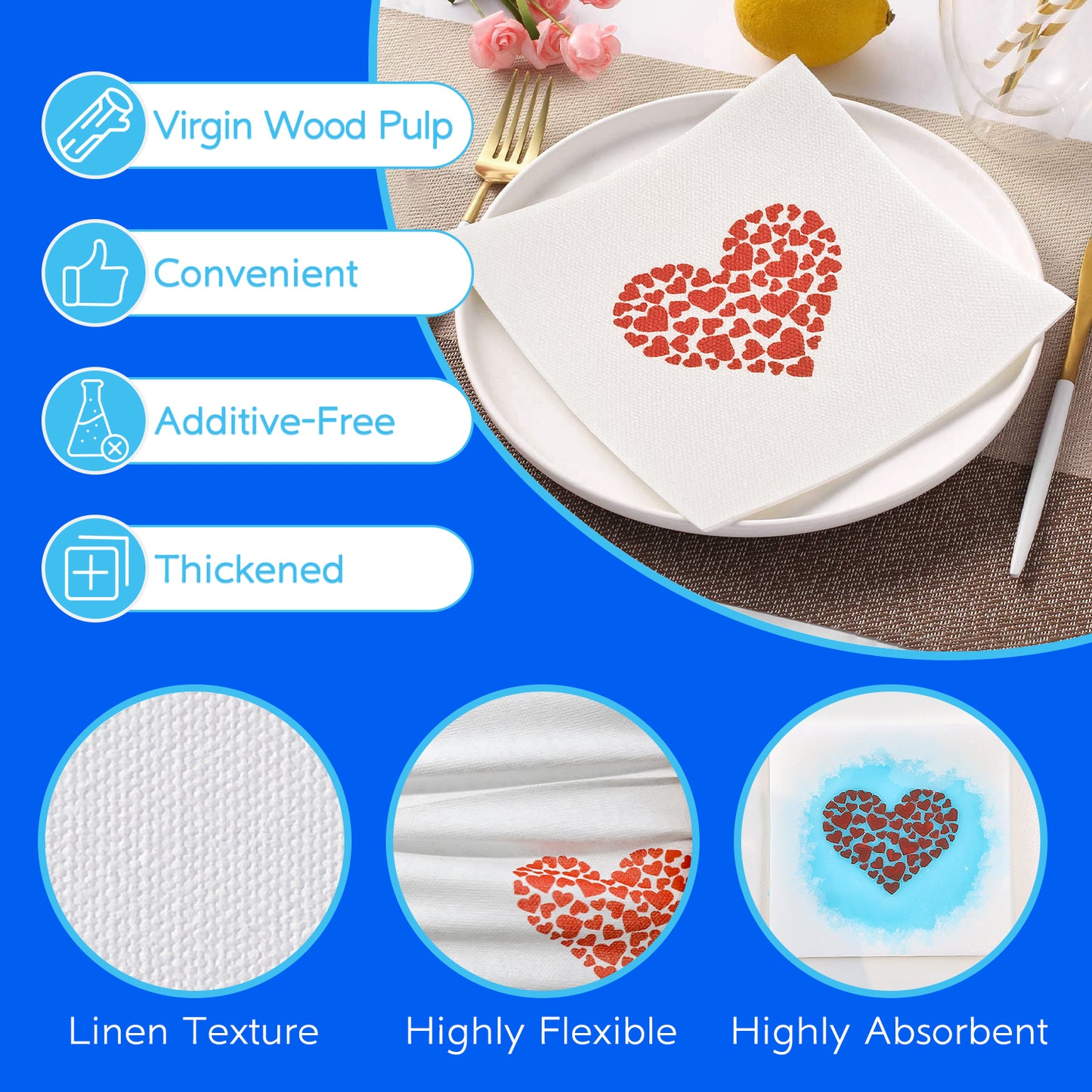 Elegant Disposable Cocktail Napkins Linen Feel Wedding Party Beverage Napkins