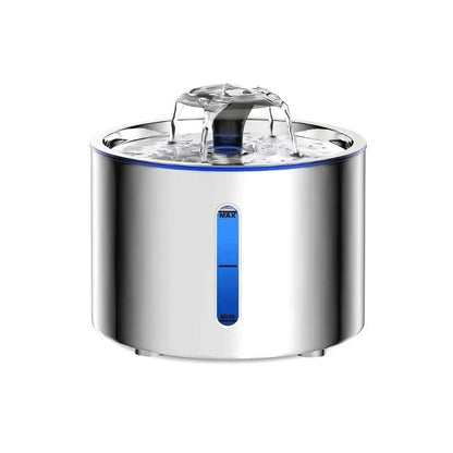 Stainless Steel Cat Water Fountain With LED Auto Power Off Non Slip Mat For Pets