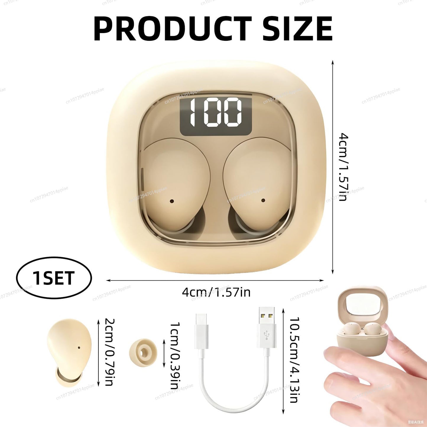 All Day Comfort Clip On Open Ear Bluetooth Earbuds for Small Ears with Playtime & Digital Display