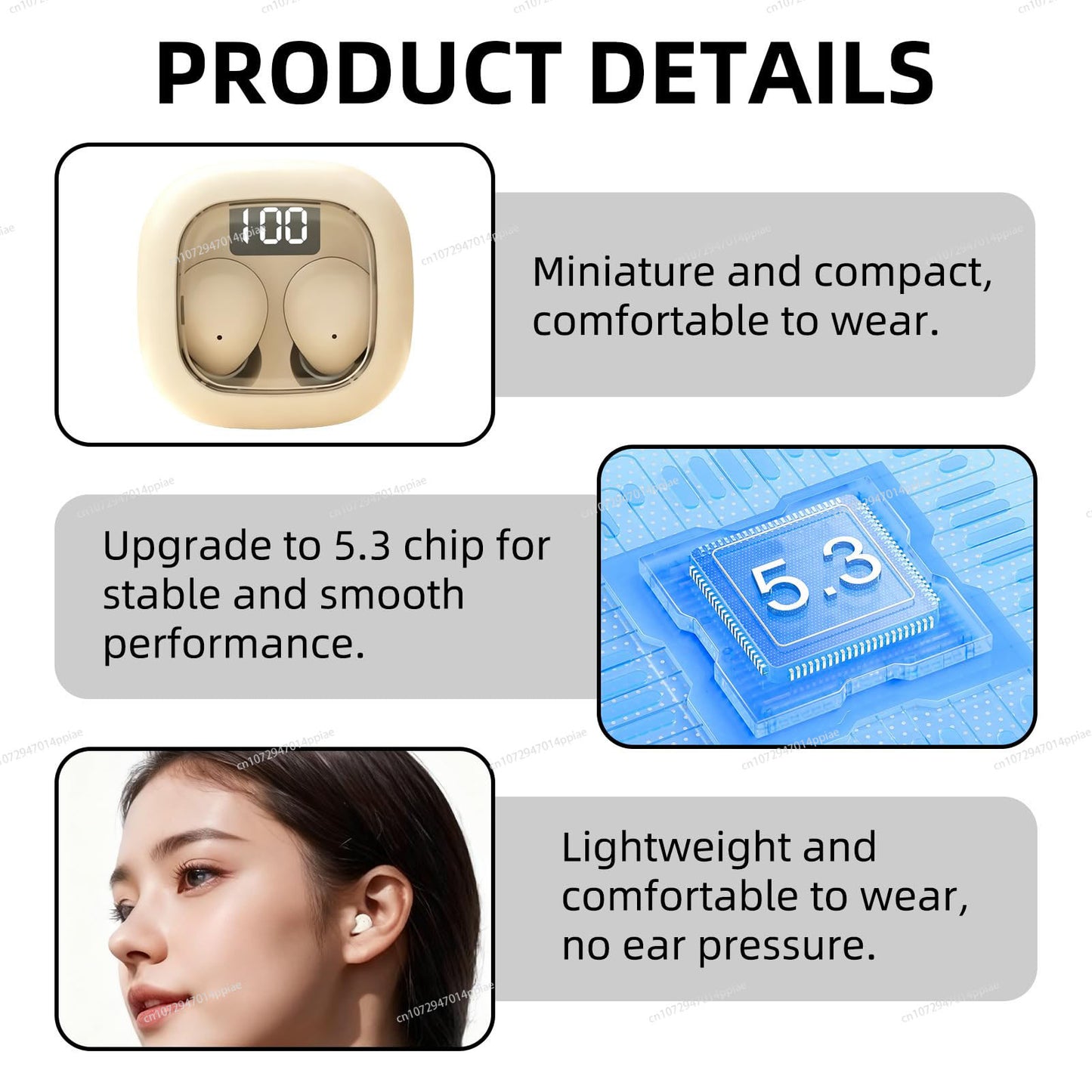 All Day Comfort Clip On Open Ear Bluetooth Earbuds for Small Ears with Playtime & Digital Display