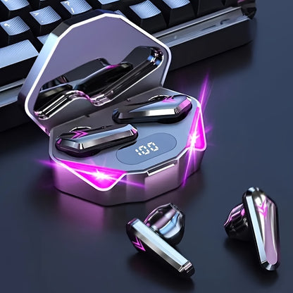 LED Display Bluetooth Gaming Earbuds with Noise Cancellation & Wireless Charging Case