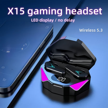 LED Display Bluetooth Gaming Earbuds with Noise Cancellation & Wireless Charging Case