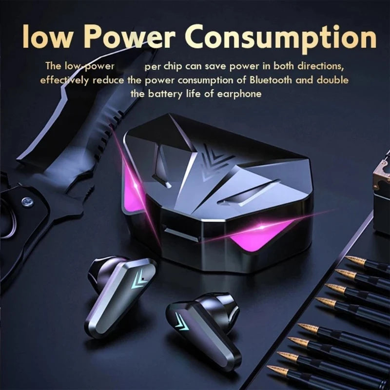 LED Display Bluetooth Gaming Earbuds with Noise Cancellation & Wireless Charging Case