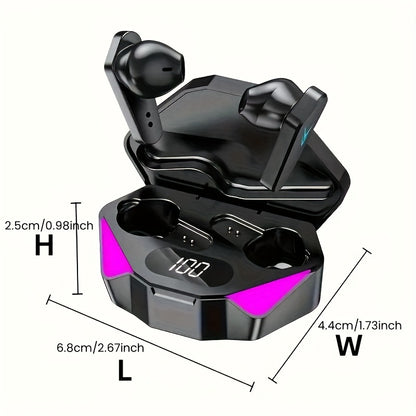 LED Display Bluetooth Gaming Earbuds with Noise Cancellation & Wireless Charging Case