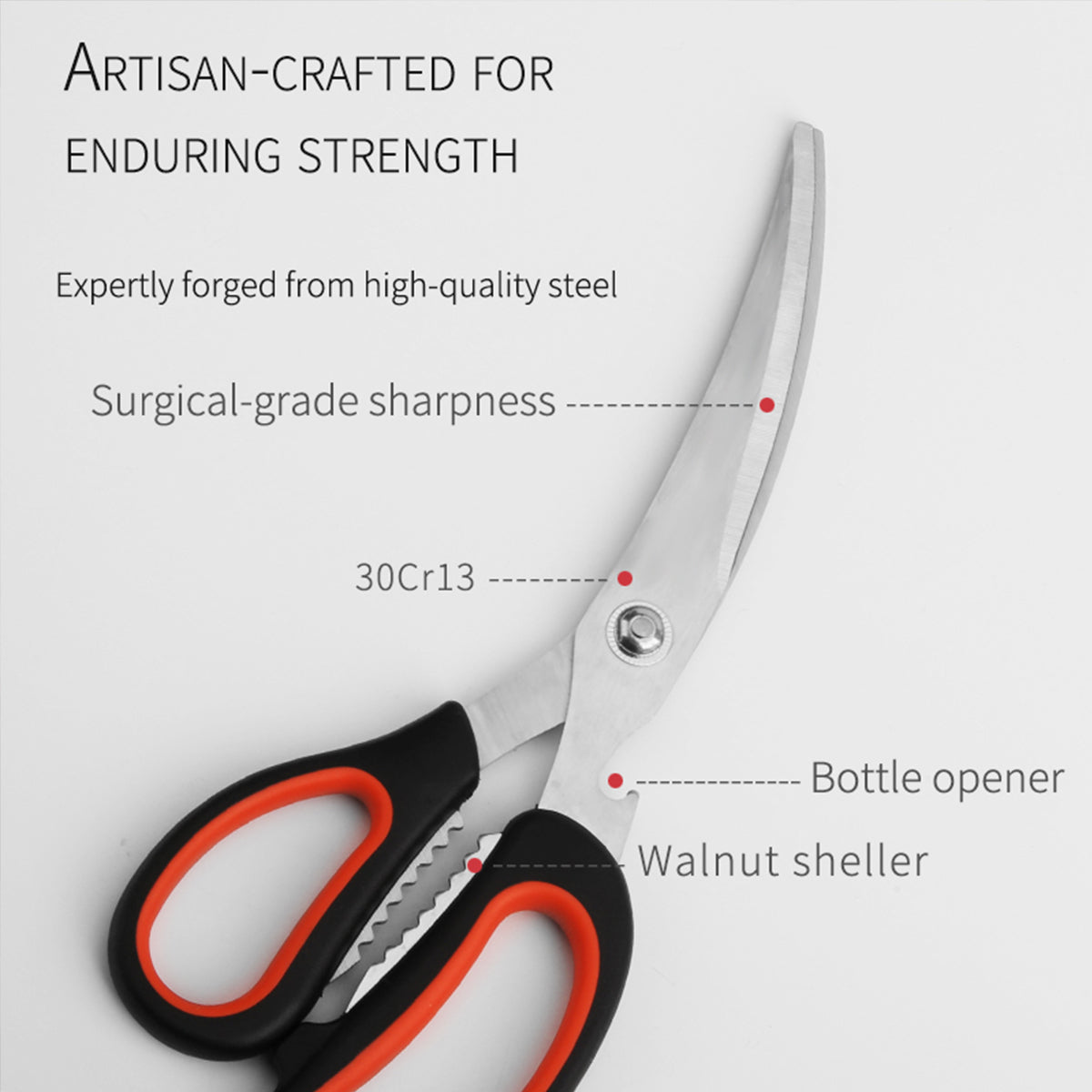 Stainless Steel Kitchen Shears for Meat, Poultry & Everyday Food Prep