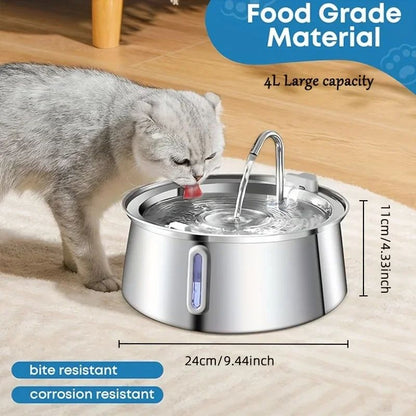 4L Stainless Steel Cat Water Fountain