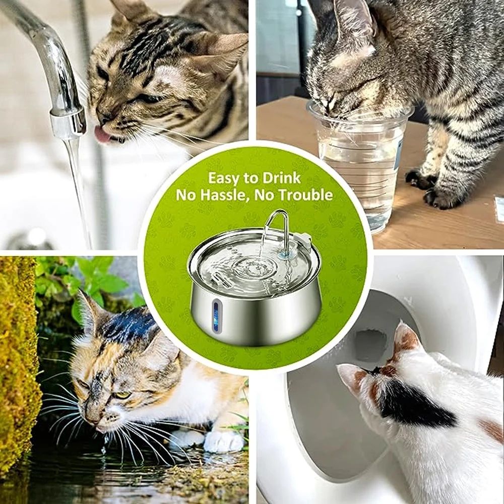 4L Stainless Steel Cat Water Fountain