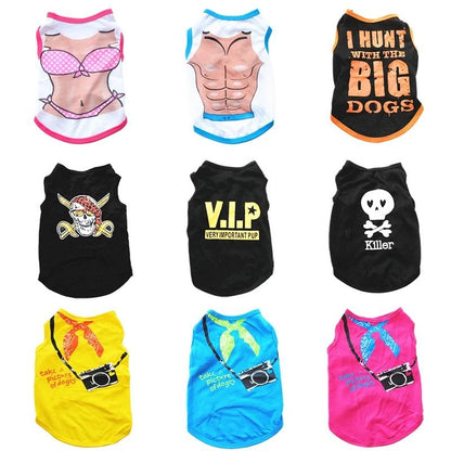 Summer Cat Clothes Cotton Vest Breathable Printed Pajamas for Sphynx Cats and Puppies