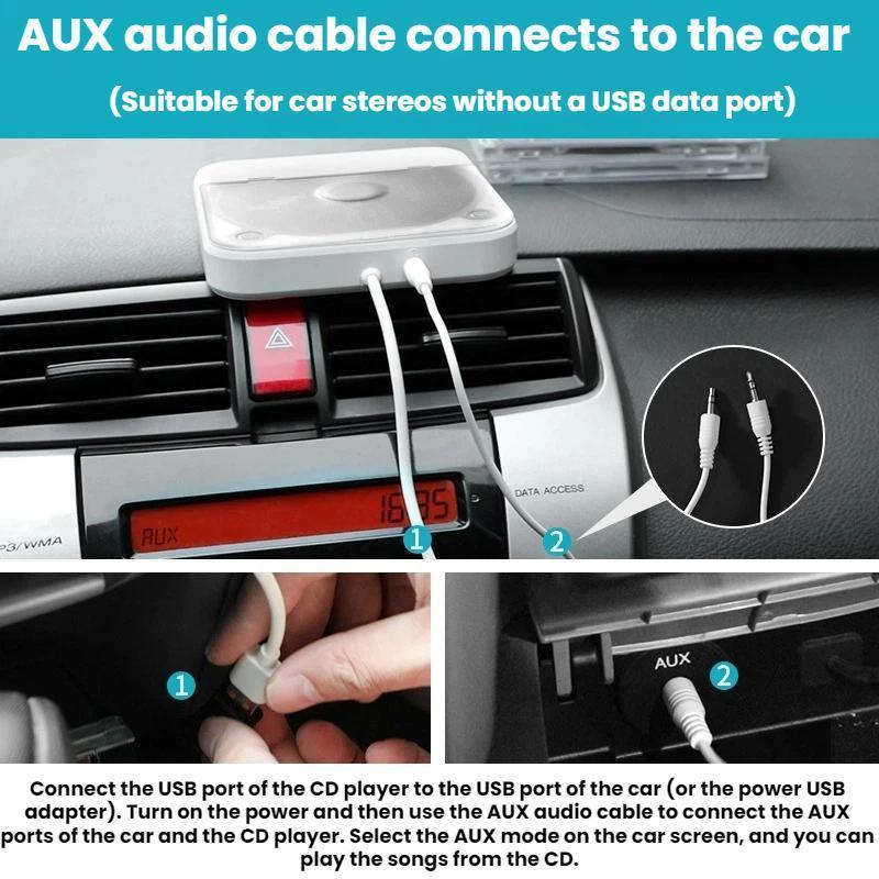 Compact USB Car CD Player – External CD Player for Car with USB car CD player Lossless Audio & AUX Support