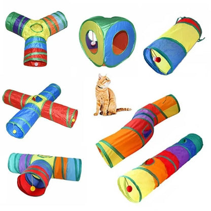 Foldable Colorful Cat Tunnel Play Tube for Interactive Indoor Fun