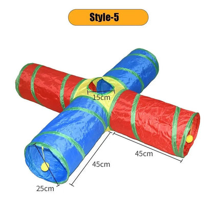 Foldable Colorful Cat Tunnel Play Tube for Interactive Indoor Fun