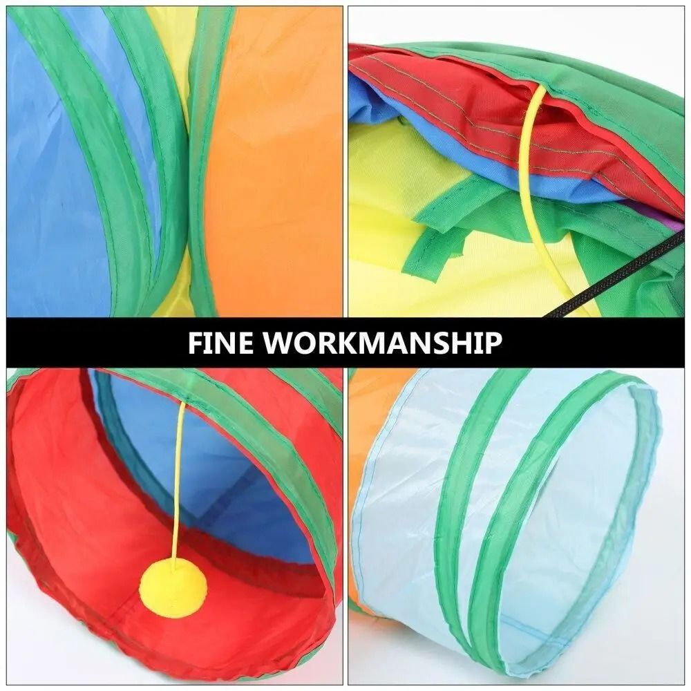 Foldable Colorful Cat Tunnel Play Tube for Interactive Indoor Fun