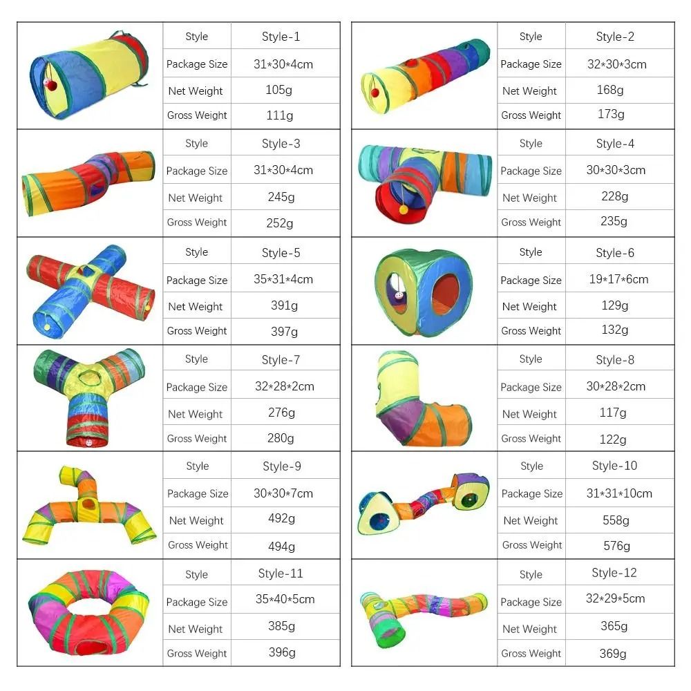 Foldable Colorful Cat Tunnel Play Tube for Interactive Indoor Fun