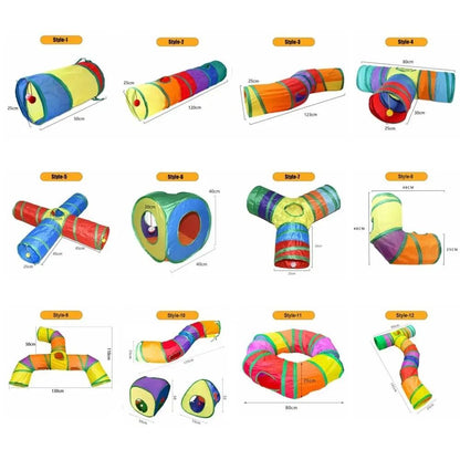 Foldable Colorful Cat Tunnel Play Tube for Interactive Indoor Fun