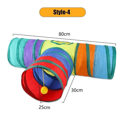 Foldable Colorful Cat Tunnel Play Tube for Interactive Indoor Fun