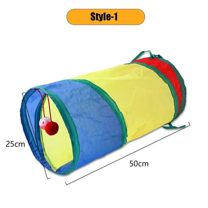 Foldable Colorful Cat Tunnel Play Tube for Interactive Indoor Fun