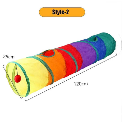 Foldable Colorful Cat Tunnel Play Tube for Interactive Indoor Fun