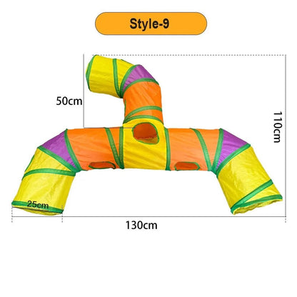 Foldable Colorful Cat Tunnel Play Tube for Interactive Indoor Fun